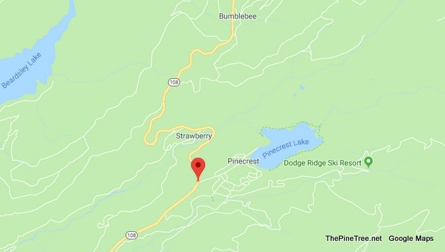 Traffic Update….Jeep Wrangler Stuck in Snow Bank Near Hwy 108 & Pinecrest Lake Road.