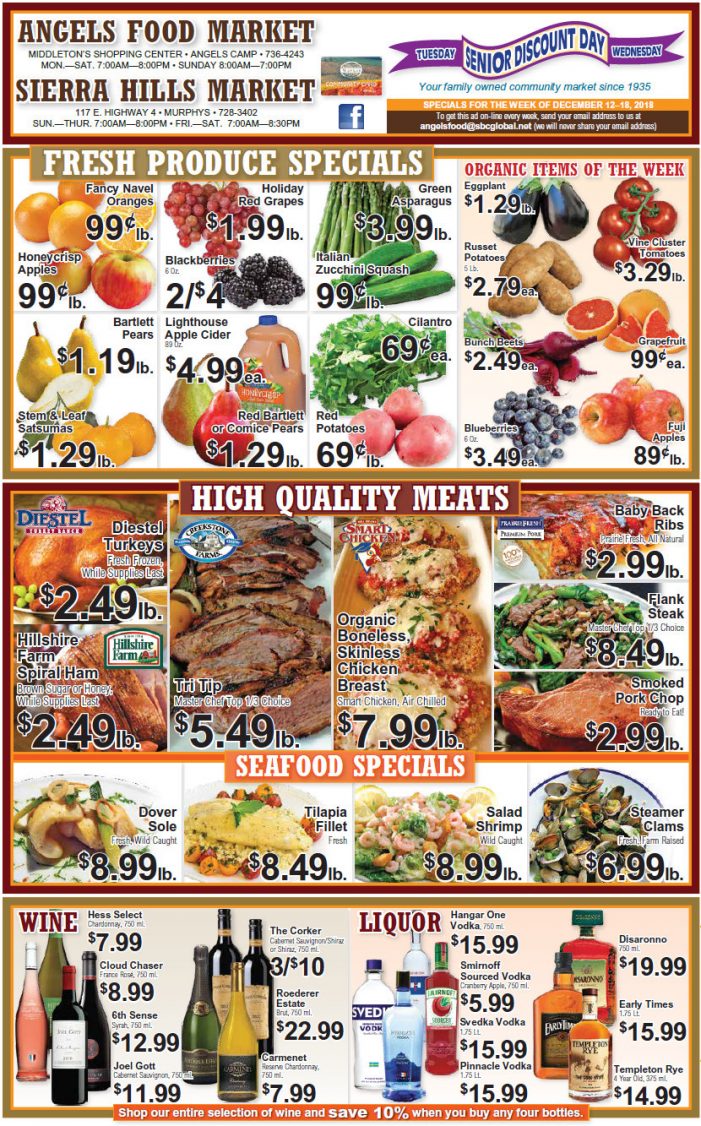 Angels Food and Sierra Hills Markets Weekly Ad & Grocery Specials Through December 18