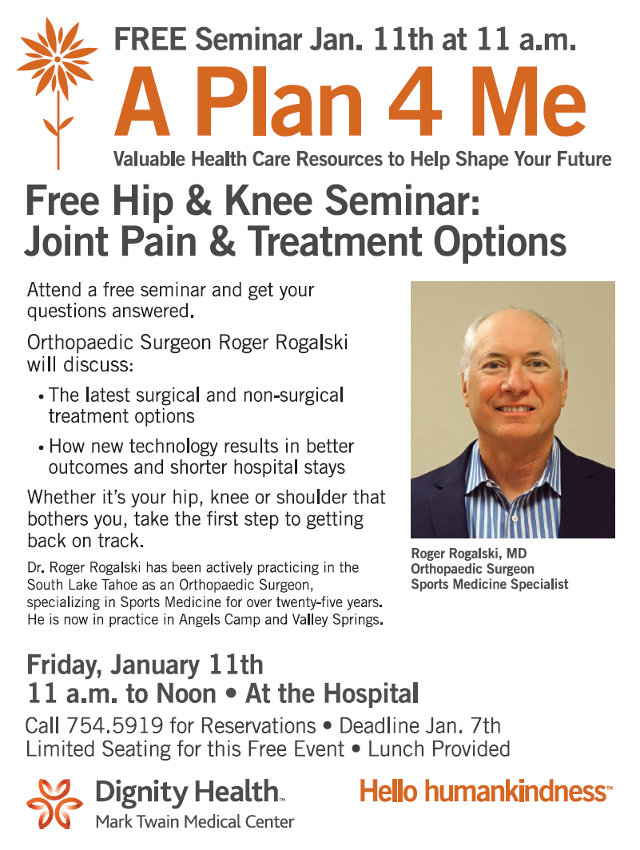 A Plan 4 Me FREE Hip & Knee Joint Pain Seminar Jan. 1lth at 11 a.m.