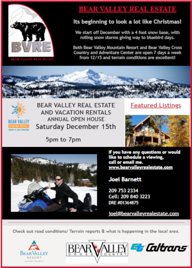 Bear Valley Real Estate & Vacation Rentals Annual Open House is Tonight!