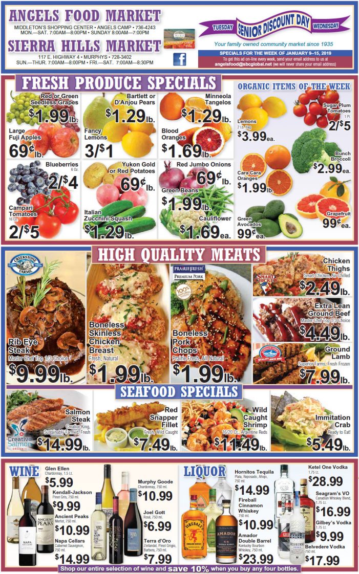 Angels Food and Sierra Hills Markets Weekly Ad & Grocery Specials Through January 15th