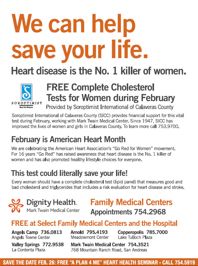 We Can Help Save Your Life with FREE Cholesterol Tests in February!