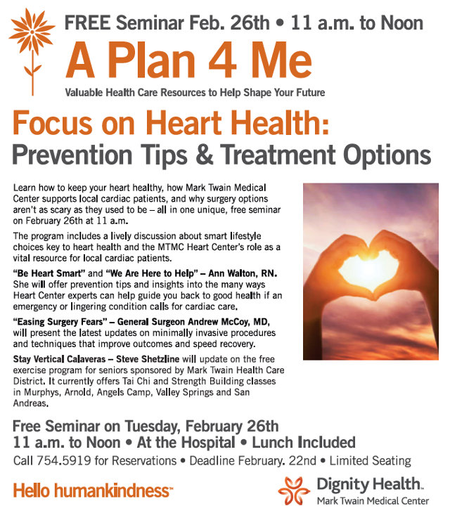 Next in MTMC ‘A Plan 4 Me’ Series is ‘Focus on Heart Health’ Feb. 26 & Other Events on Heart Health