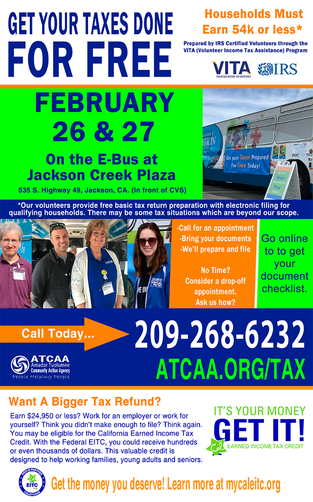 Get Your Taxes Done For Free in Jackson February 26 & 27th with the ATTCA Tax Bus