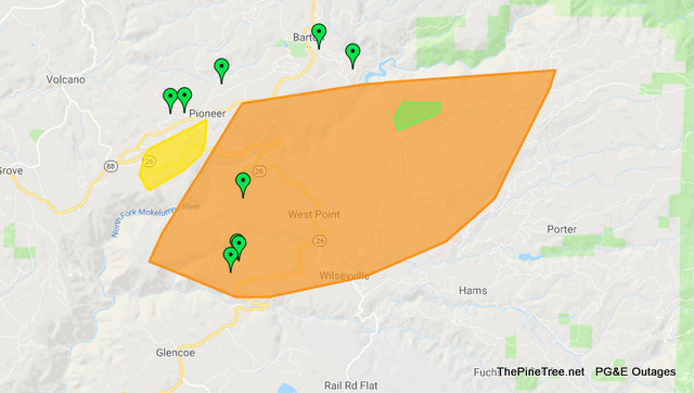 Power Outages Drop to 2,297 in Amador, Alpine, Calaveras & Tuolumne Counties