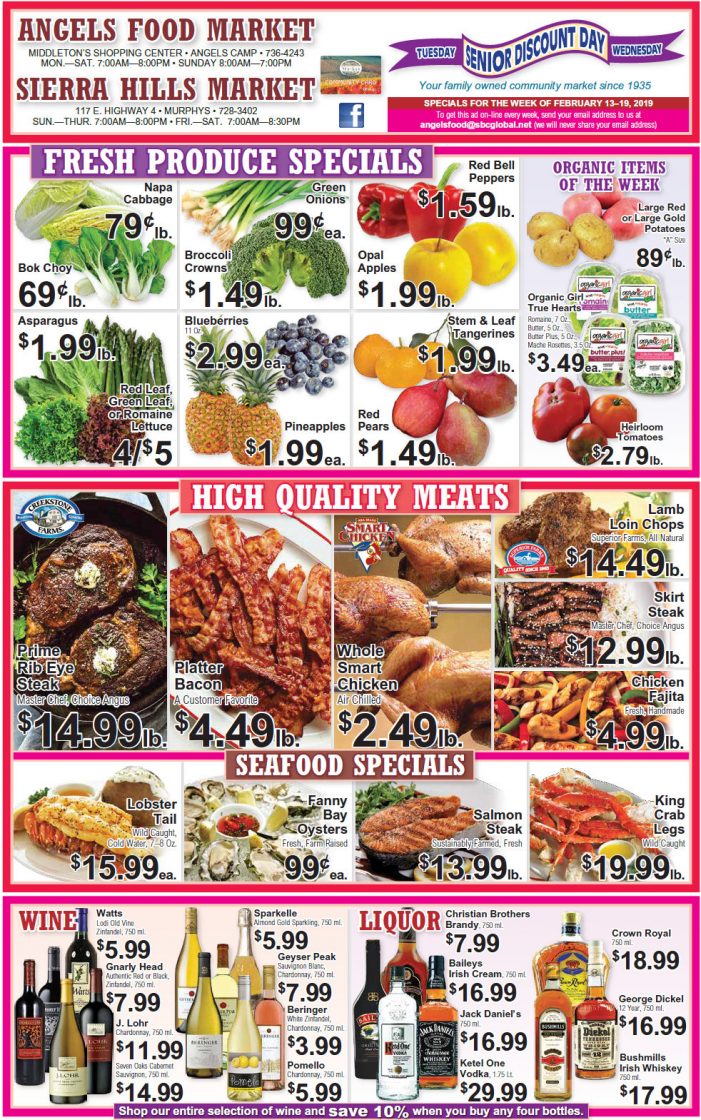 Angels Food and Sierra Hills Markets Weekly Ad & Grocery Specials Through February 19th
