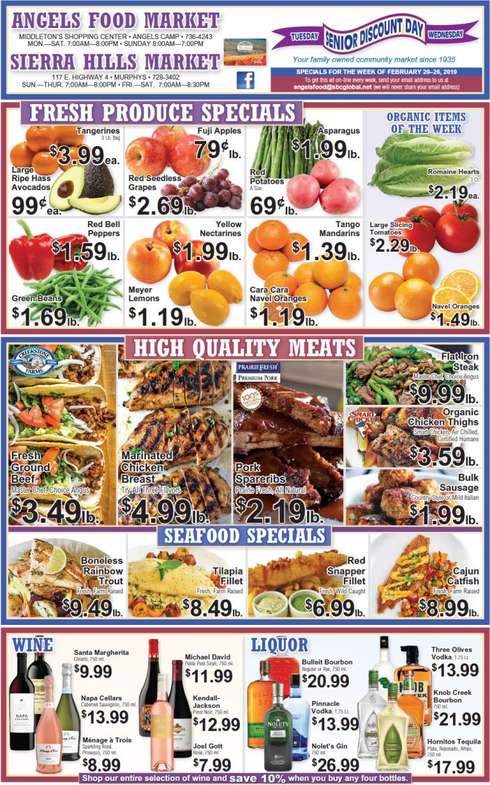 Angels Food and Sierra Hills Markets Weekly Ad & Grocery Specials Through February 26th