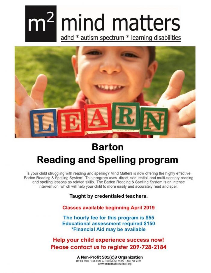 Mind Matters is Thrilled to Offer the Barton Reading and Spelling Program!
