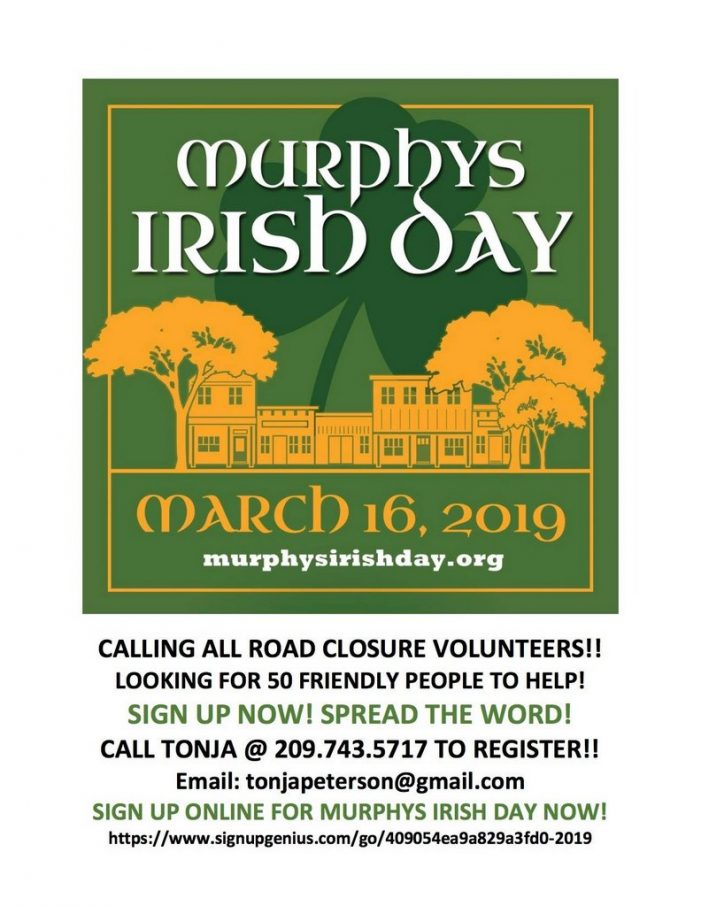 Calling all Volunteers!  Murphys Needs a Few More of You on Irish Day 2019