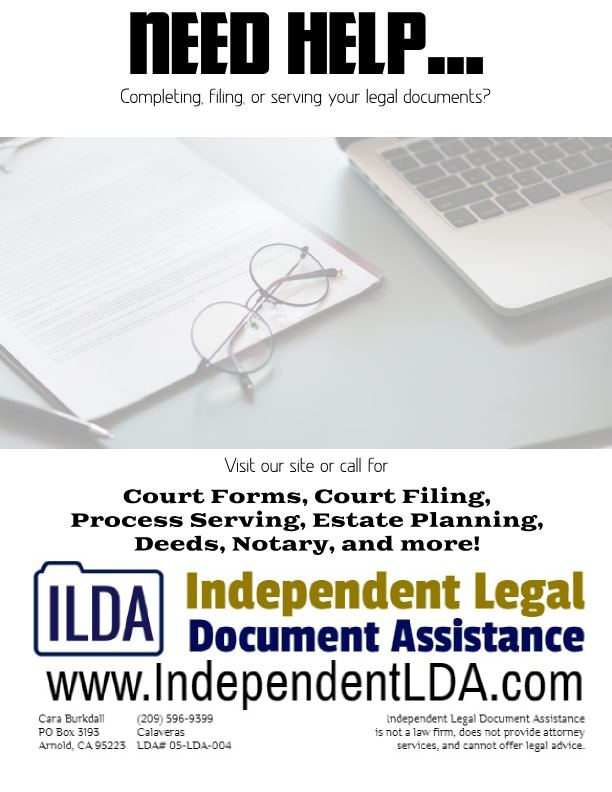 Independent Legal Document Assistance is Ready to Serve Calaveras & Surrounding Counties