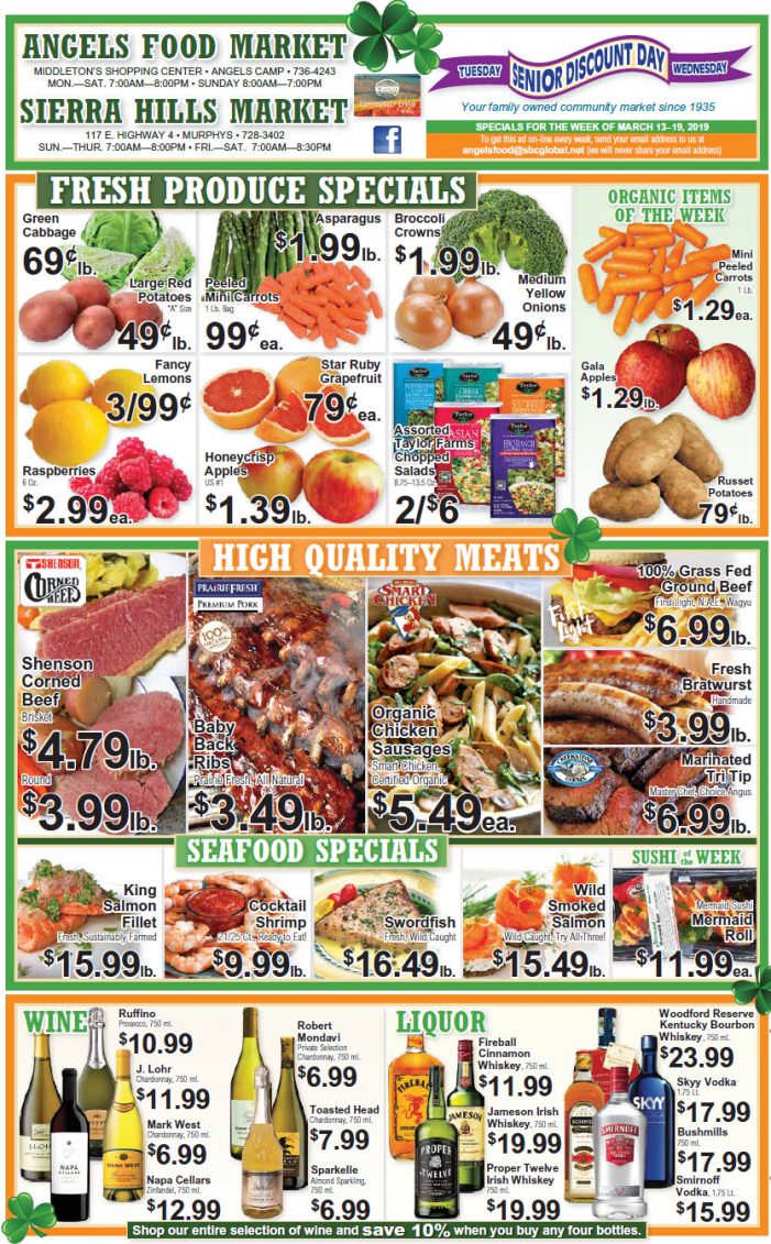 Angels Food and Sierra Hills Markets Weekly Ad & Grocery Specials Through March 19th