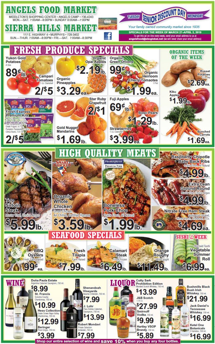 Angels Food and Sierra Hills Markets Weekly Ad & Grocery Specials Through April 2nd