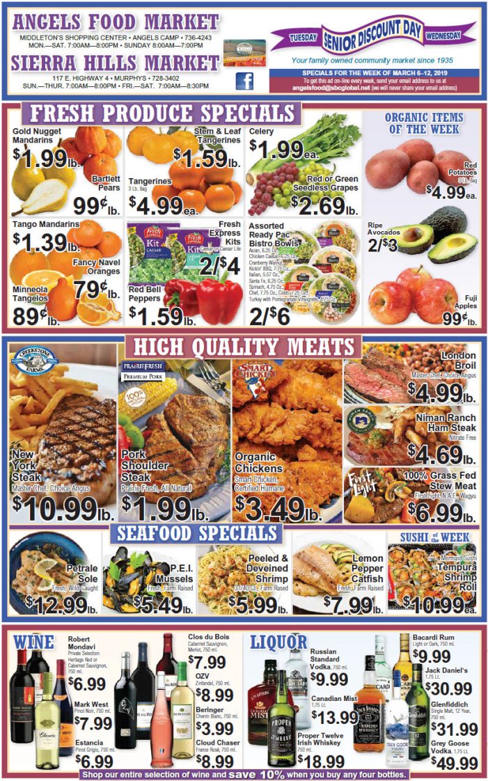 Angels Food and Sierra Hills Markets Weekly Ad & Grocery Specials Through March 12th