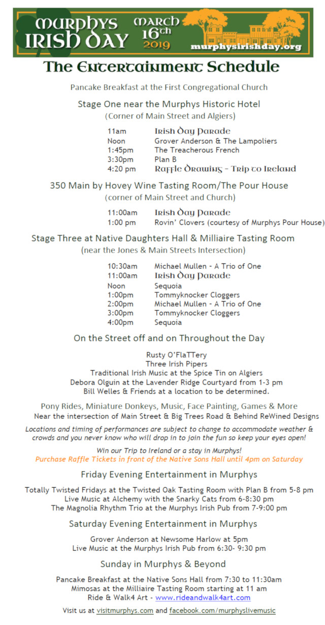 Irish Day 2019 Entertainment & Event Schedule