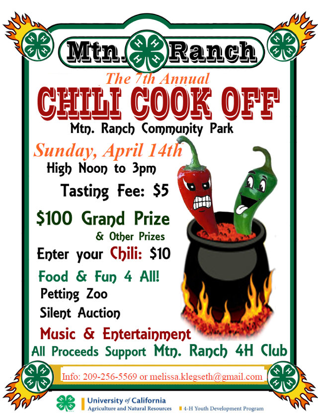 Mountain Ranch 4H Club Chili Cook Off Fundraiser