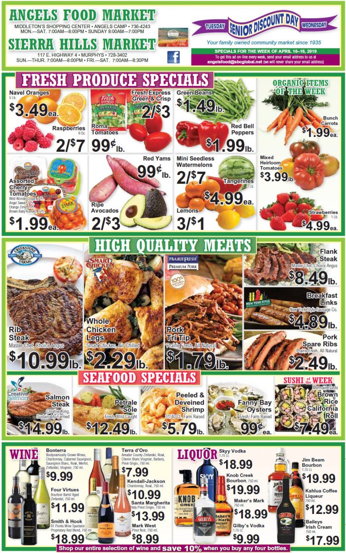 Angels Food and Sierra Hills Markets Weekly Ad & Grocery Specials Through April 16th