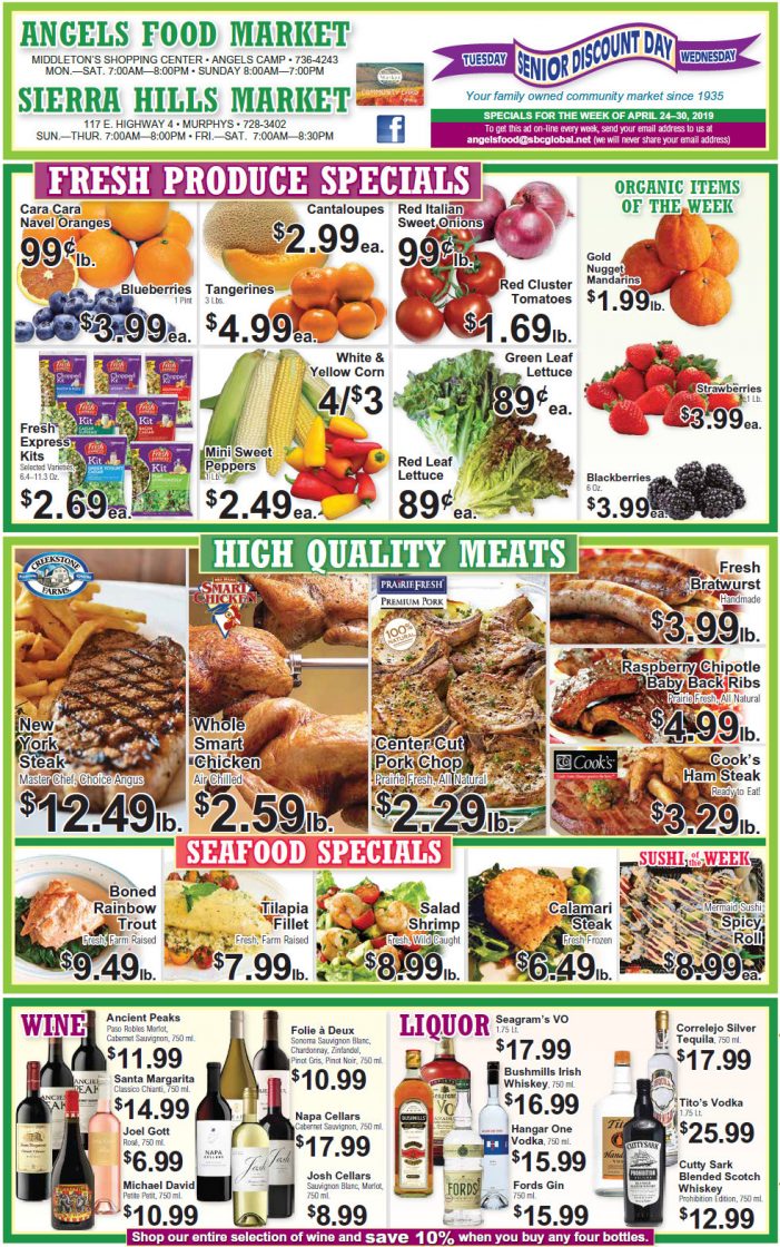 Angels Food and Sierra Hills Markets  Weekly Ad & Grocery Specials Through April 30
