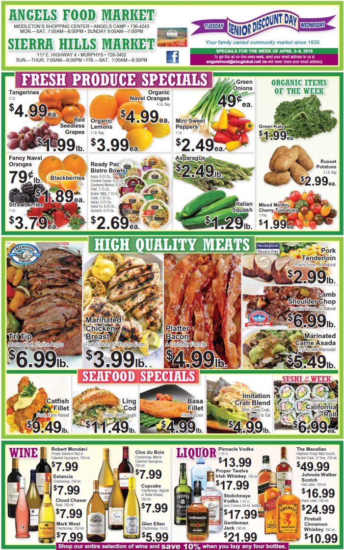 Angels Food and Sierra Hills Markets Weekly Ad & Grocery Specials Through April 9th