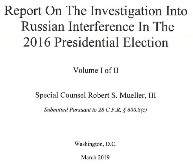 Attorney General William P. Barr’s Remarks on Release of the Mueller Report on the Investigation into Russian Interference in the 2016 Presidential Election