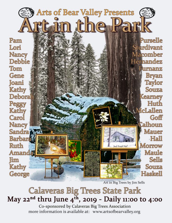 Arts of Bear Valley Presents 18th Annual Art in the Park, Co-sponsored by Calaveras Big Trees Association