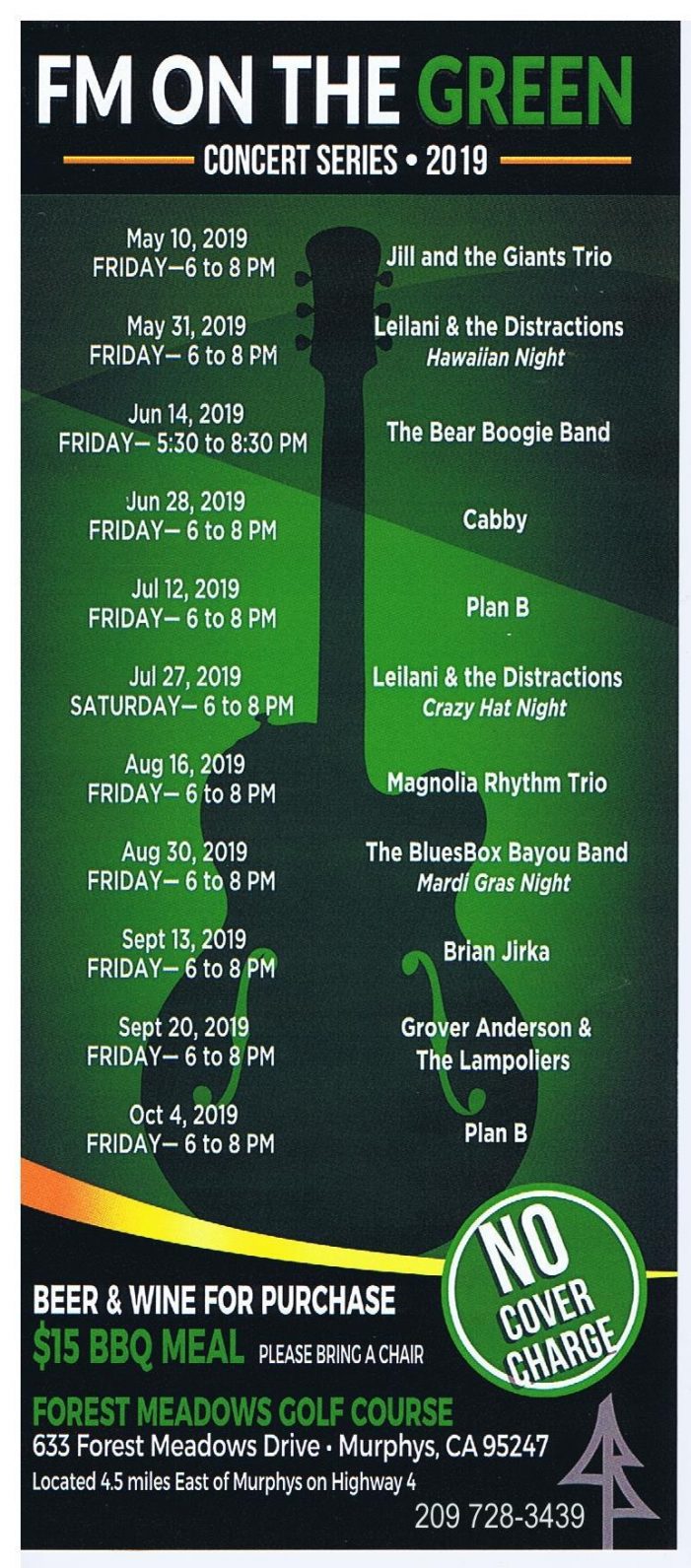 Magnolia Rhythm Trio August 16 at “FM On The Green” Tonight at Forest Meadows