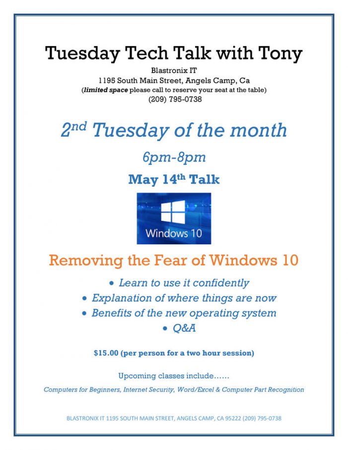 Make Plans to Attend Tuesday Tech Talk With Tony at Blastronix IT