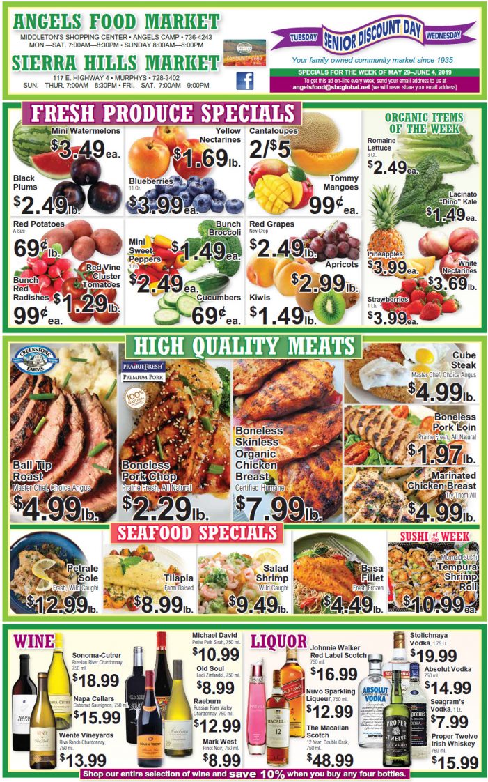 Angels Food and Sierra Hills Markets  Weekly Ad & Grocery Specials Through June 4th
