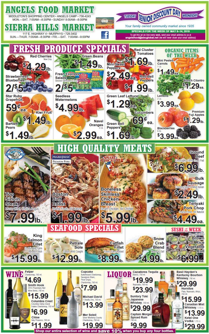 Angels Food and Sierra Hills Markets  Weekly Ad & Grocery Specials Through May 14th