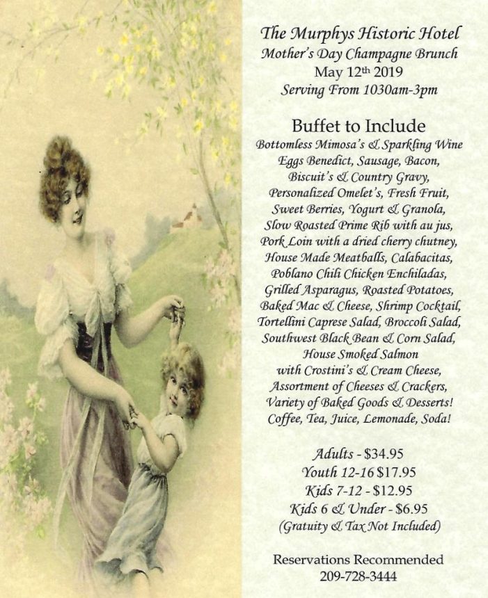 Celebrate Mothers with Champagne Brunch at Murphys Historic Hotel