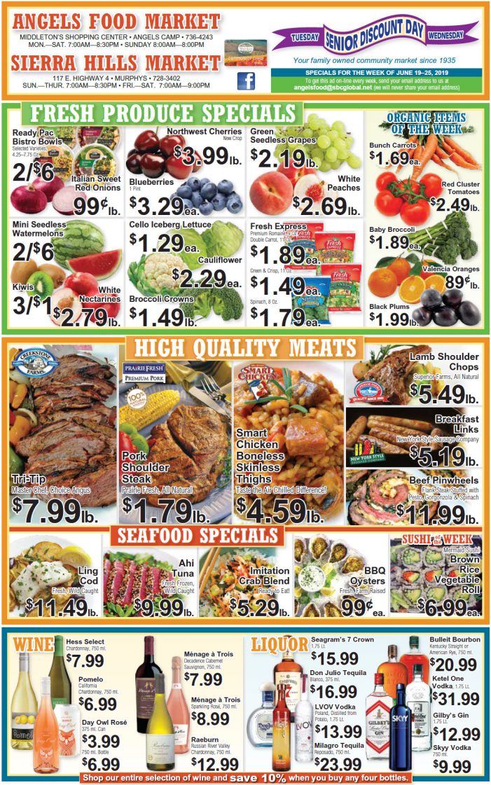 Angels Food and Sierra Hills Markets  Weekly Ad & Grocery Specials Through June 25th
