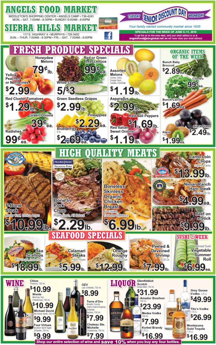 Angels Food and Sierra Hills Markets  Weekly Ad & Grocery Specials Through June 11th