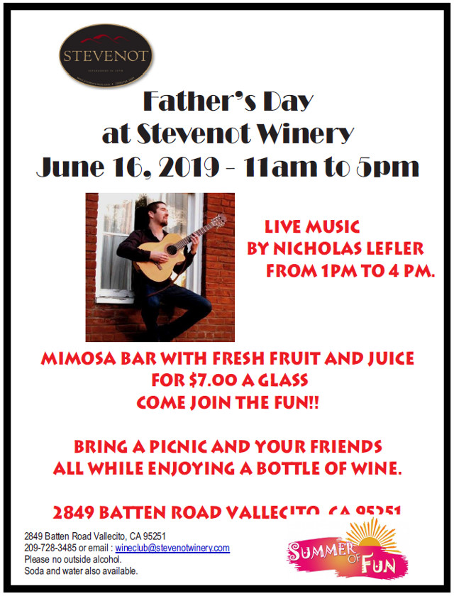 Sunday Father’s Day Music on the Patio at Stevenot Winery