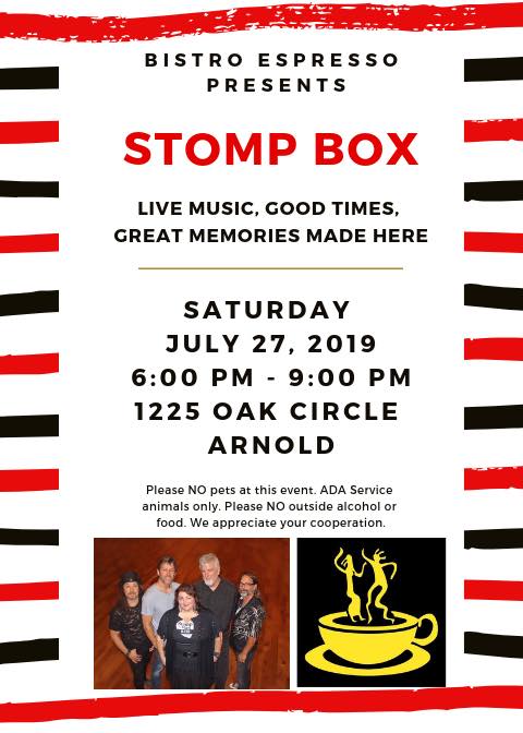 The Bistro Espresso, “Music in the Park” Summer Concert Series Continues Tonight With “Stomp Box”
