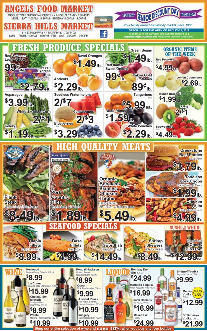 Angels Food and Sierra Hills Markets  Weekly Ad & Grocery Specials Through July 23rd