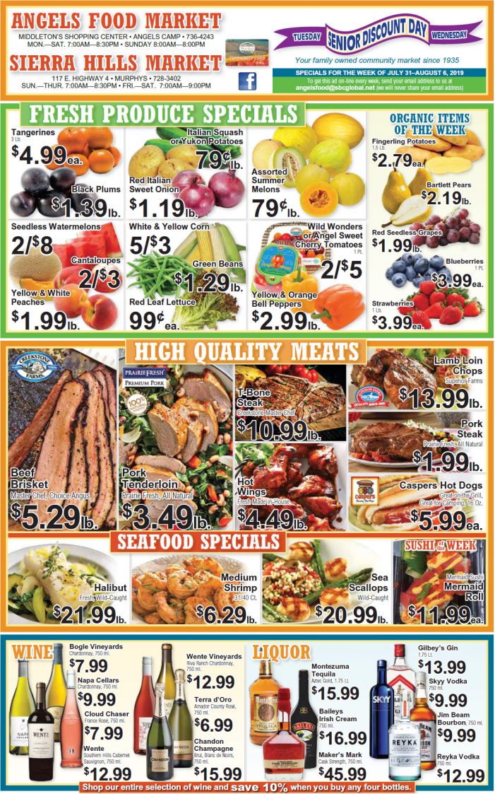 Angels Food and Sierra Hills Markets  Weekly Ad & Grocery Specials Through August 6th