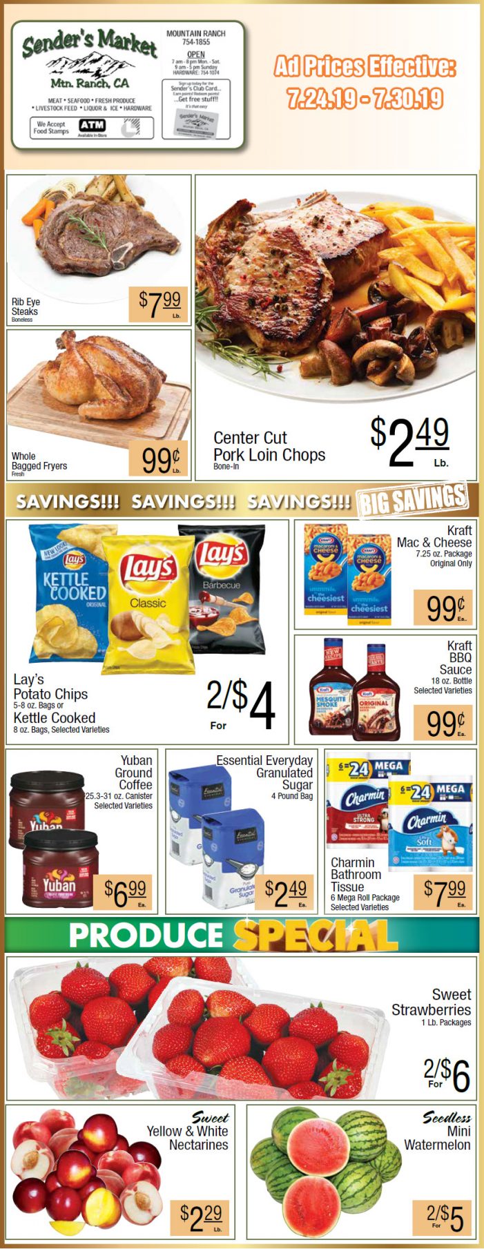 Sender’s Weekly Ad & Grocery Specials Through July 30th