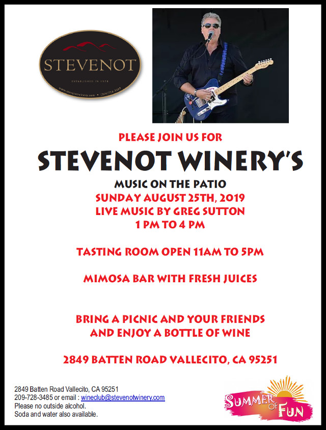 Stevenot Music on the Patio is Every Sunday All Summer Long