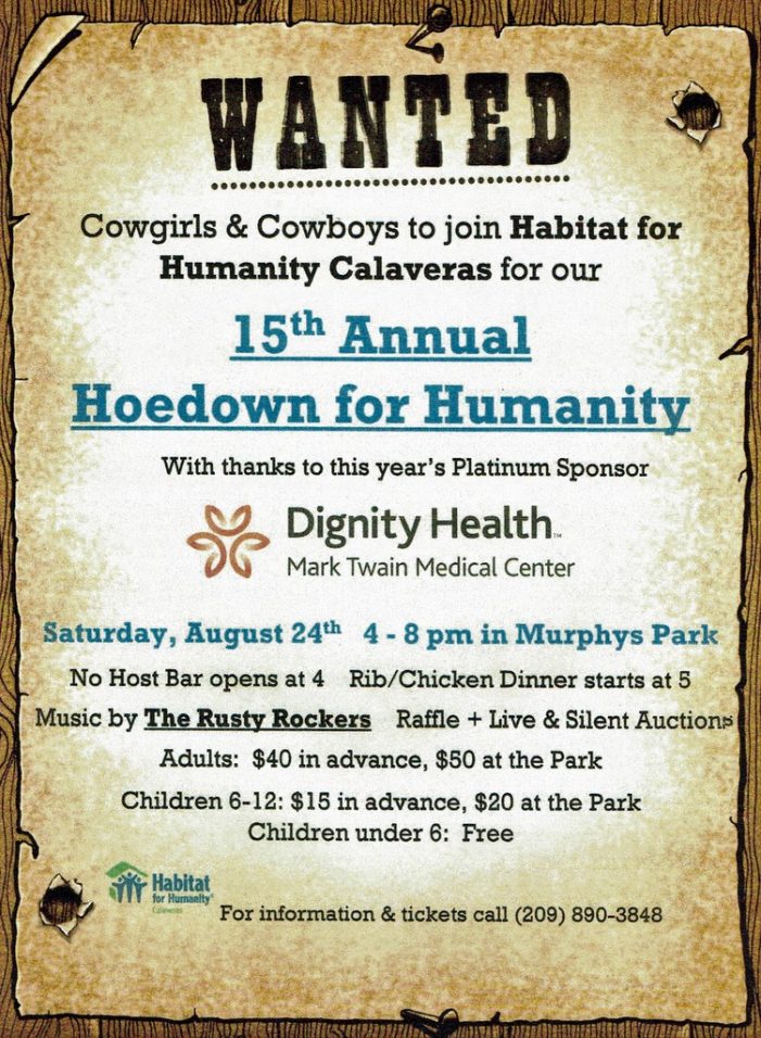 The 15th Annual Hoedown For Humanity is August 24th