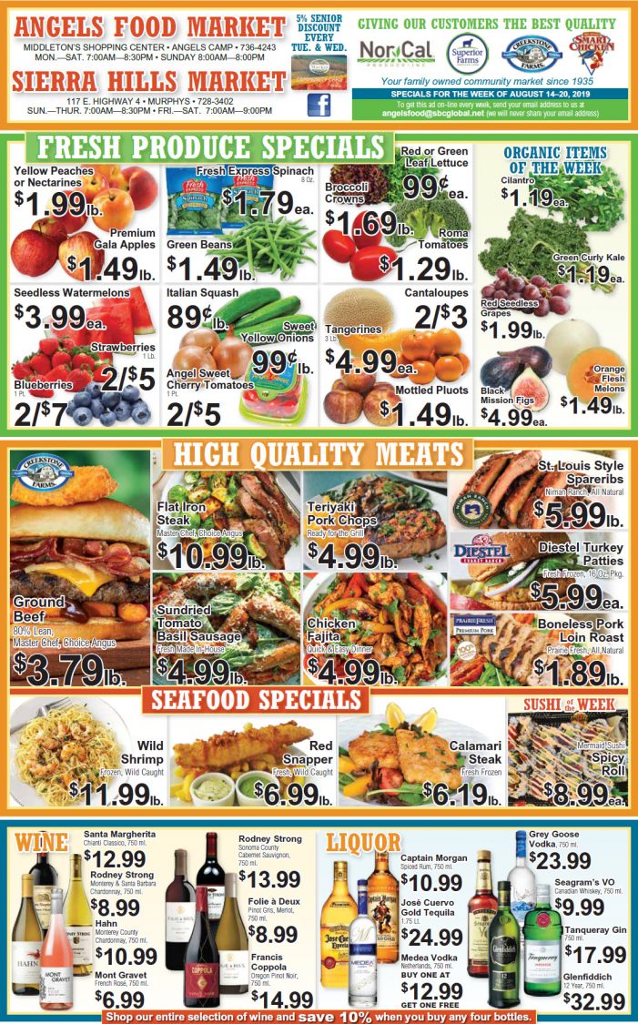 Angels Food and Sierra Hills Markets  Weekly Ad & Grocery Specials Through August 20th