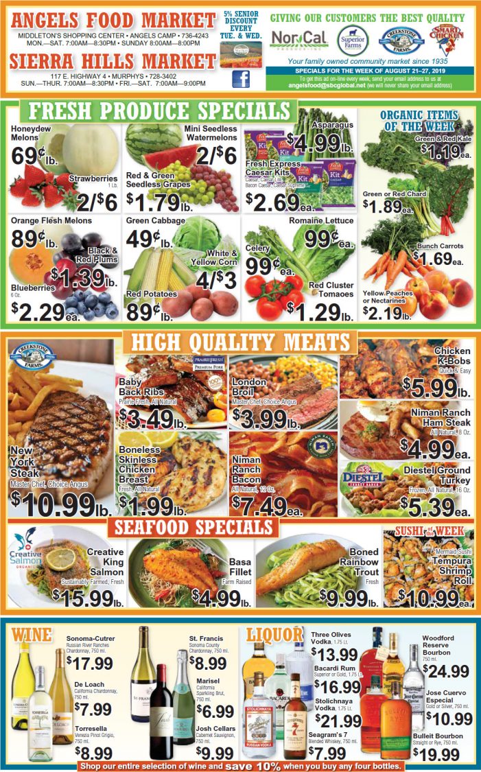 Angels Food and Sierra Hills Markets  Weekly Ad & Grocery Specials Through August 27th