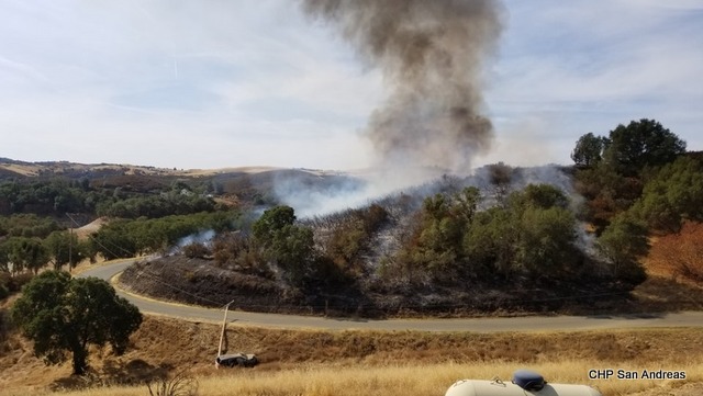 Possible Stolen Vehicle vs Power Pole Sparks Fire on Hogan Dam Road
