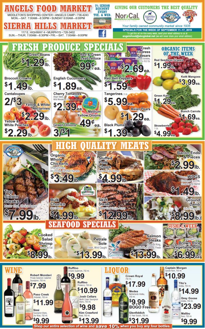 Angels Food and Sierra Hills Markets  Weekly Ad & Grocery Specials Through September 17th