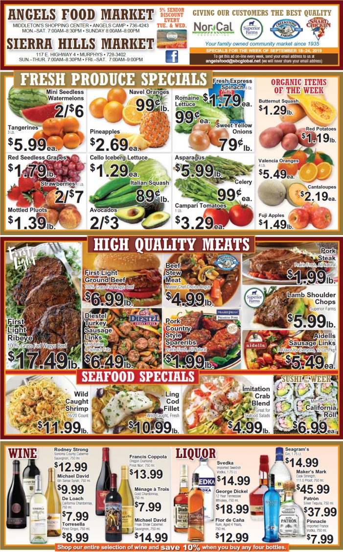 Angels Food and Sierra Hills Markets  Weekly Ad & Grocery Specials Through September 24th