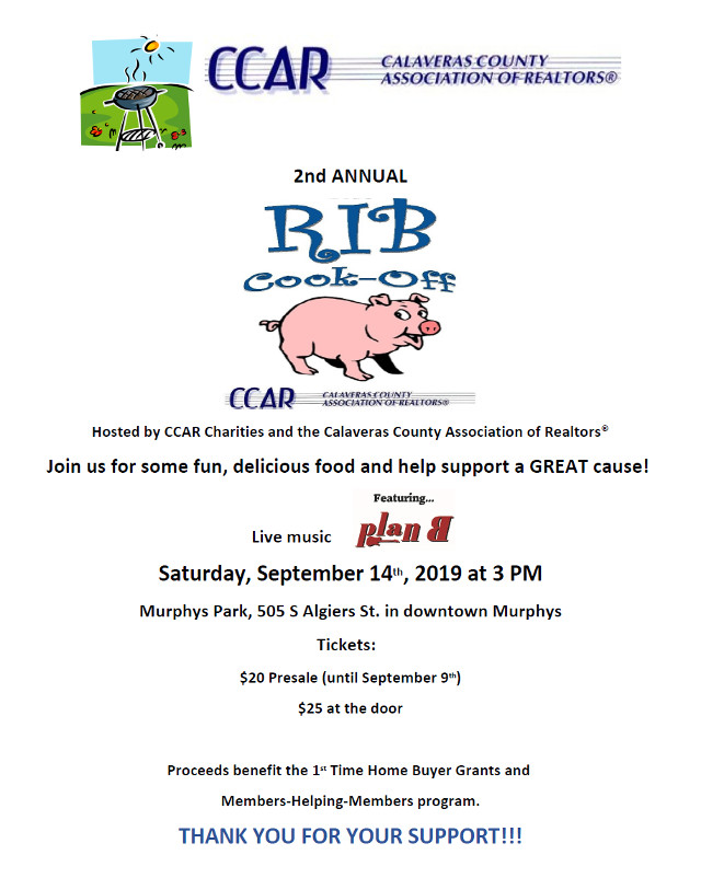 You’re Invited to The Big 2nd Annual CCAR Rib Cook Off!!