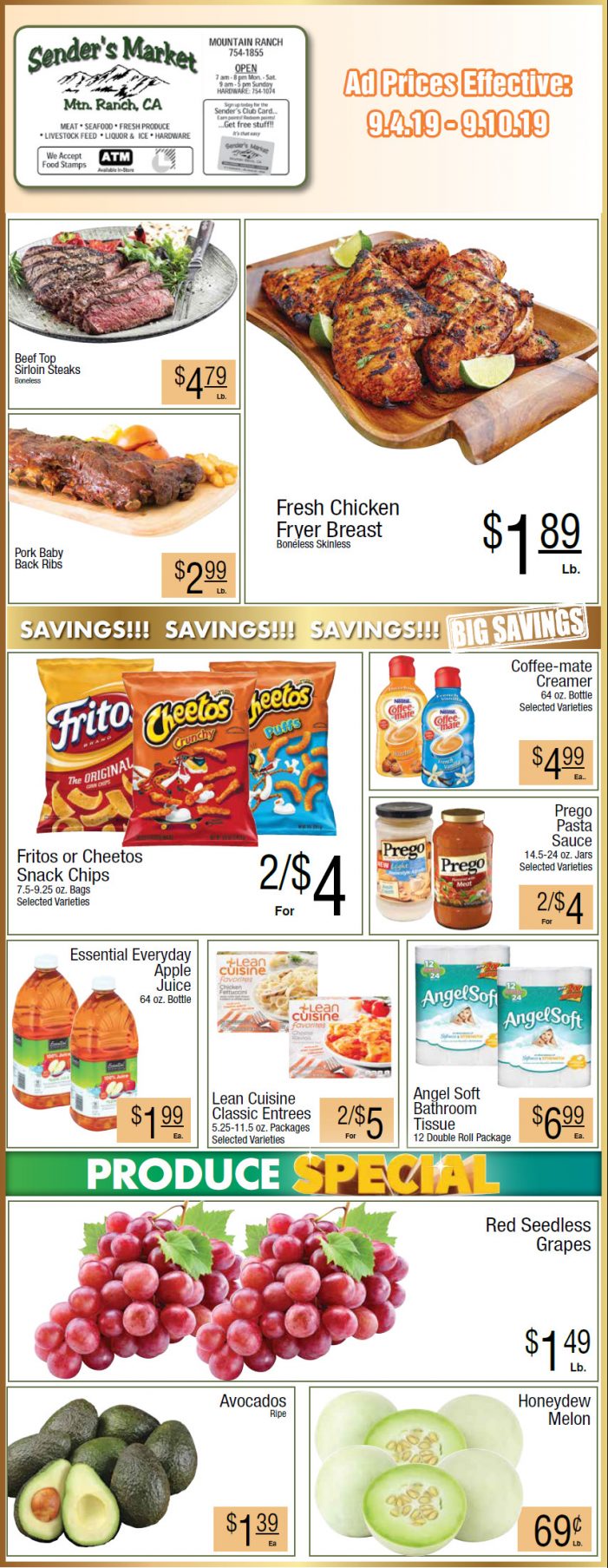Sender’s Market Weekly Ad & Grocery Specials Through September 10th