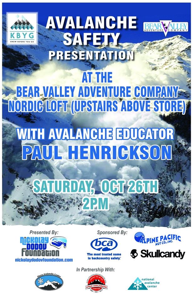 Join Nickolay Dodov Foundation For FREE Avalanche Safety Presentation
