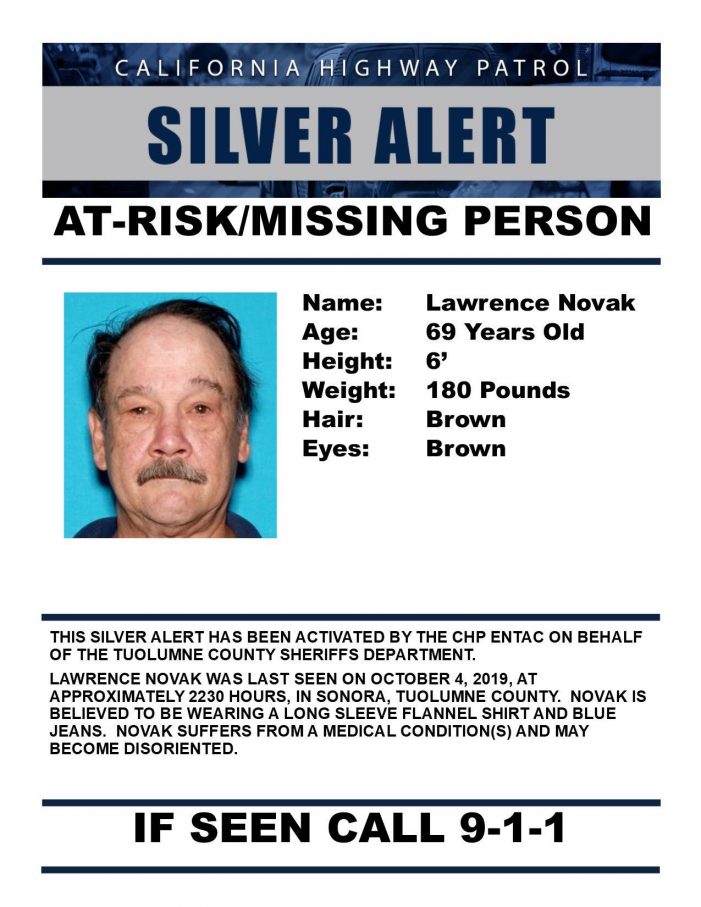Silver Alert Issued for Lawrence Novak Last Seen in Sonora