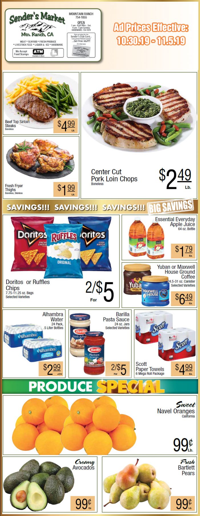 Sender’s Market Weekly Ad & Grocery Specials Through November 5th