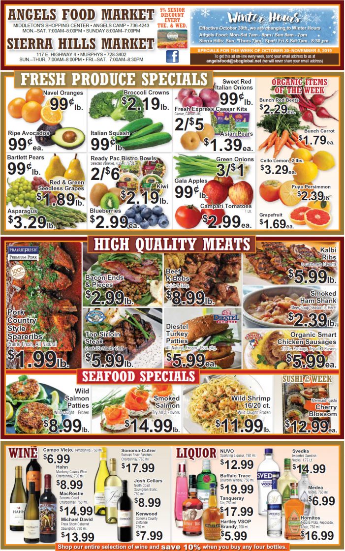 Angels Food and Sierra Hills Markets  Weekly Ad & Grocery Specials Through November 5th
