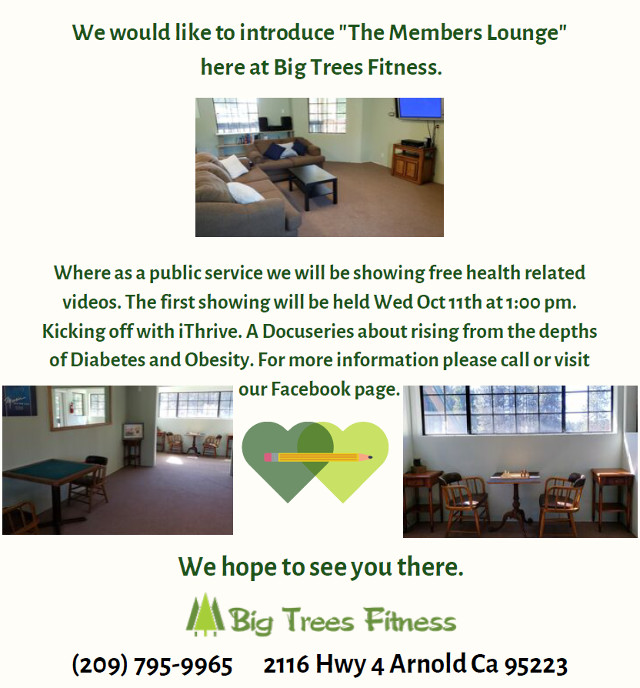 Big Trees Fitness Opens a Member’s Lounge!  Kick Off Event on Oct. 11th